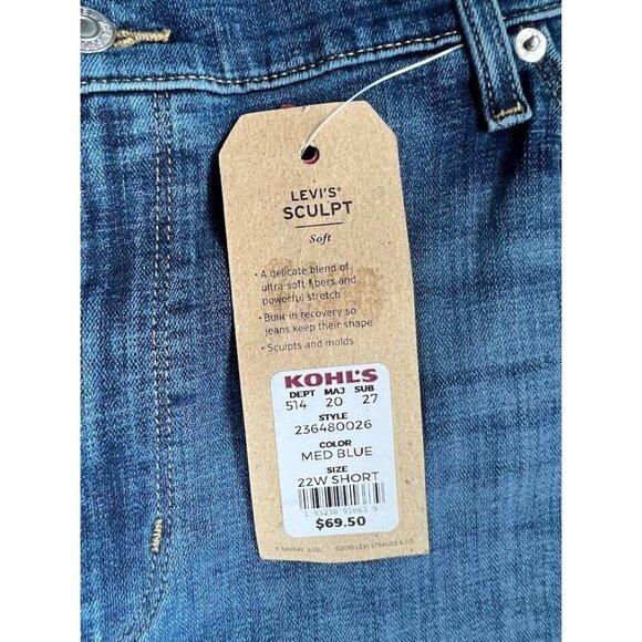 Levis Womens Jeans Classic Straight Sculpt Mid Rise Med Blue Plus Size 22W - Picture 10 of 16